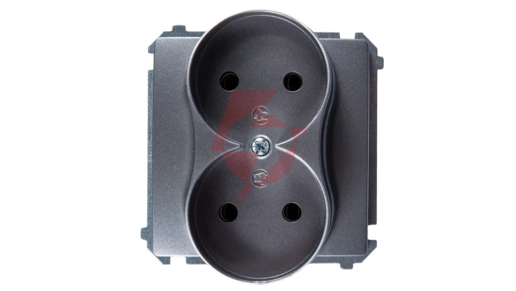 Simon Basic Gniazdo podwójne b/u 16A IP20 stal inox BMG2M.01/21