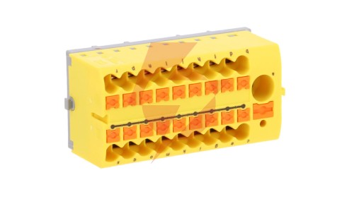 Blok rozdzielczy PTFIX 6/18X2,5-NS35 YE, żółte złącze przemysłowe - 18 punktów przyłączeniowych o przekroju 2,5mm2
