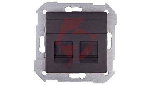 Simon 82 Pokrywa gniazda komputerowego podwójnego 2xRJ45 płaska z adapterem i przesłoną grafit 82006-38