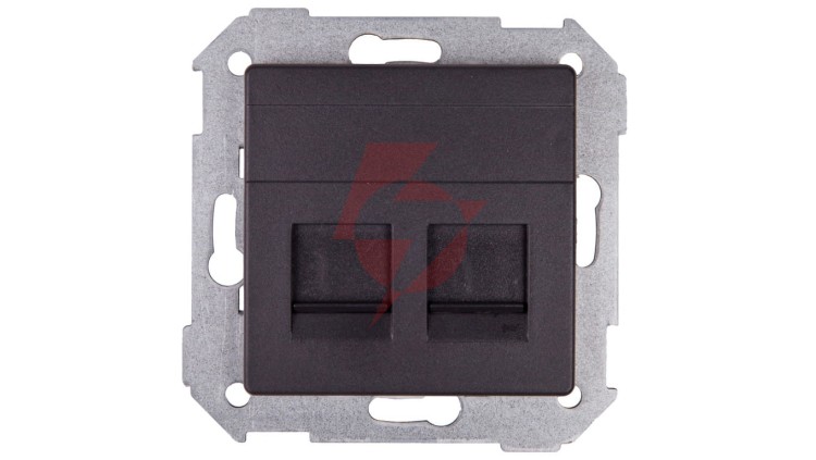 Simon 82 Pokrywa gniazda komputerowego podwójnego 2xRJ45 płaska z adapterem i przesłoną grafit 82006-38