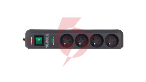 Listwa zasilajaca przeciwprzepieciowa Eco-Line 4500A 1,5m 4 gniazda czarna H05VV-F 3G1,5 1153904314