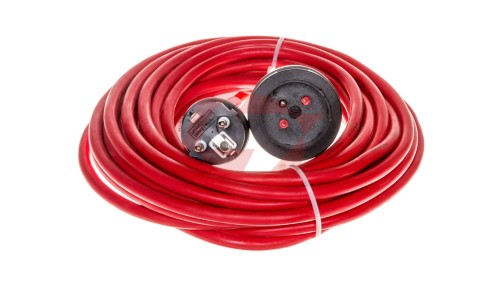 Kabel przedłużajacy (przedłużacz) 10m czerwony 1x230V H05VV-F 3G1,5 1167464