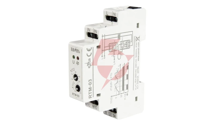 Regulator temperatury od -10 do 90 st. C jednomodułowy z nastawą histerezy 0,25-2 st. C RTM-03 EXT10000251
