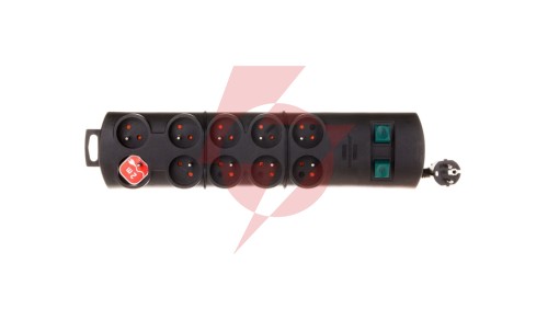 Listwa zasilająca Primera-Line 2m 10 gniazd czarna H05VV-F 3G1,5 1153304120