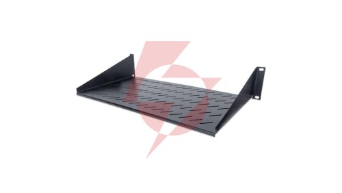 Półka 2U 250mm rack 19, 2 pkt mocowania, perforowana czarna