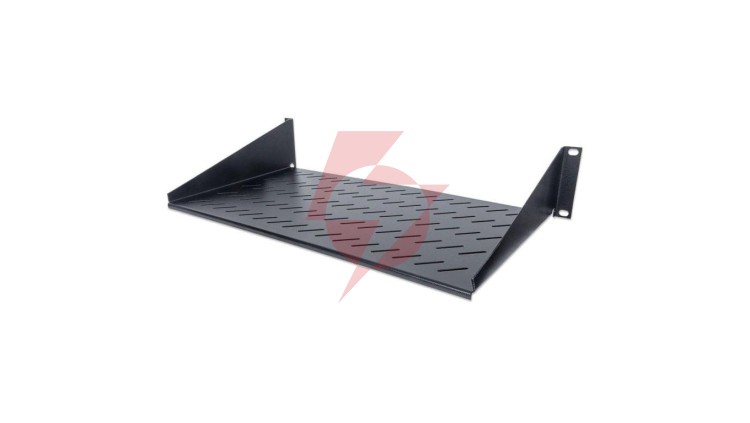 Półka 2U 250mm rack 19, 2 pkt mocowania, perforowana czarna