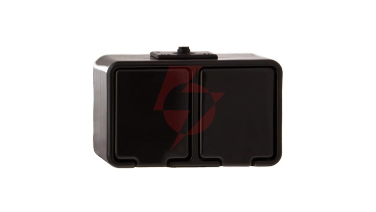 Cedar Gniazdo hermetyczne podwójne z/u 16A IP44 czarne Nt-230H NT230H05