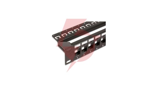 Patch panel 24 porty na moduły Keystone, 1U, czarny