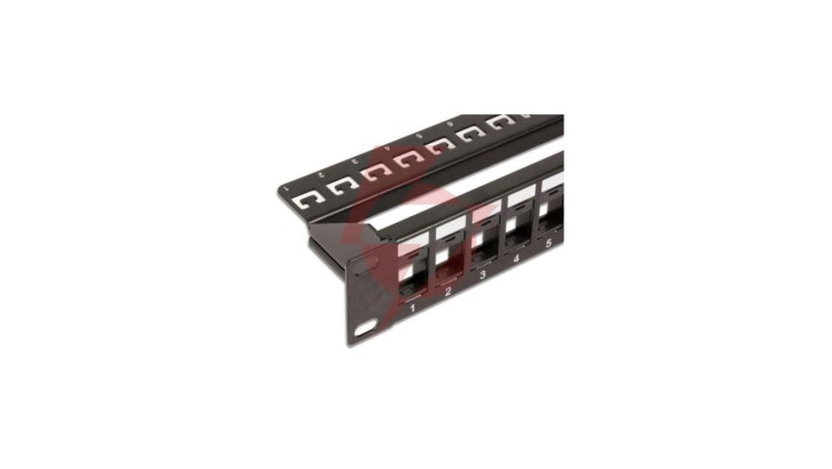 Patch panel 24 porty na moduły Keystone, 1U, czarny