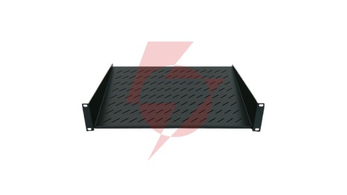 Półka 1U 150mm rack 19, 2 pkt mocowania, perforowana, czarna