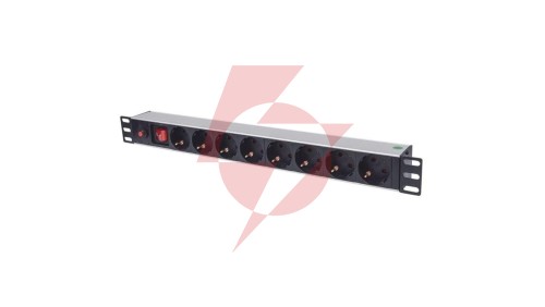 Listwa zasilająca Rack 19 X8 1U Schuko 3M bezpiecznik 713986