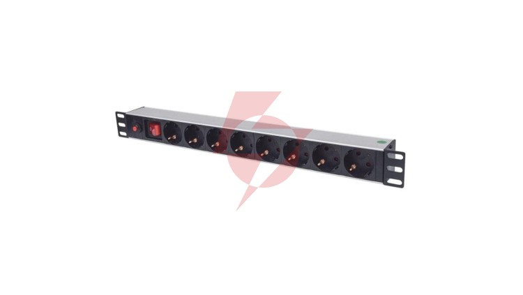 Listwa zasilająca Rack 19 X8 1U Schuko 3M bezpiecznik 713986