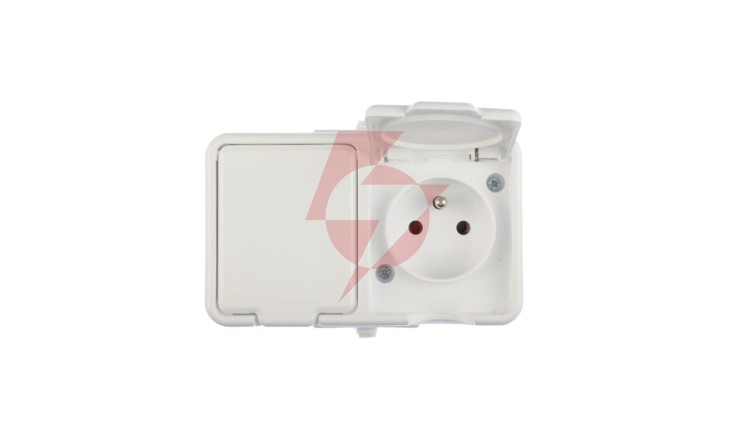 Cedar Gniazdo hermetyczne podwójne z/u 16A IP44 białe Nt-230H NT230H01