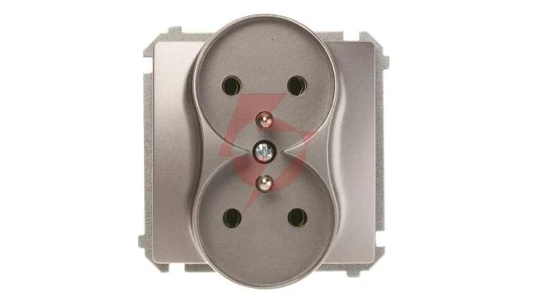 Simon Basic Gniazdo podwójne z/u 16A IP20 stal inox BMGZ2M.01/21