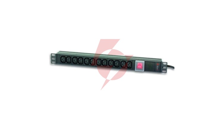 Listwa zasilająca RACK 1U 12x GNIAZDO C13 Wtyk C20 DO UPS I-CASE STRIP-12C