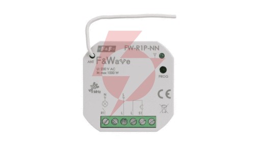Radiowy pojedyńczy przekaźnik wielofunkcyjny, do instalacji bez przewodu neutralnego FiWave FW-R1P-NN