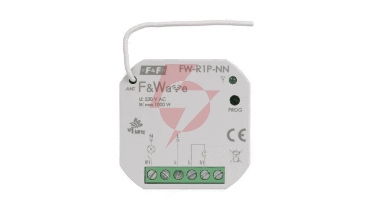 Radiowy pojedyńczy przekaźnik wielofunkcyjny, do instalacji bez przewodu neutralnego FiWave FW-R1P-NN