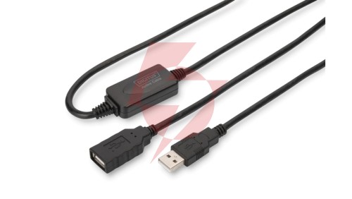 Kabel przedłużający USB 2.0 HighSpeed Typ USB A/USB A M/Ż aktywny czarny 15m DA-73101