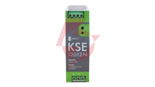 Zasilacz impulsowy KSE 12012M 230/ 12VDC 10A 120W na szynę DIN, Uzas: 96-264VACVAC, Ta70, 18912-9988