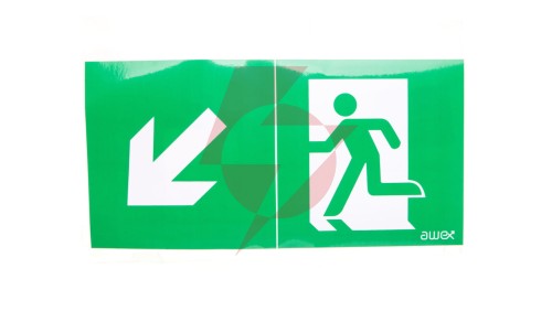 Piktogram 125x250 PS22 obrotowa strzałka człowiek w drzwiach logo awex (ISO7010)