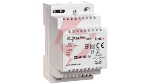 Zasilacz LED modułowy 14V DC 15W ZNM-15-14 LDX10000021