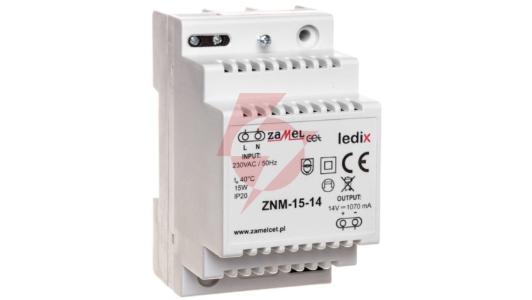 Zasilacz LED modułowy 14V DC 15W ZNM-15-14 LDX10000021