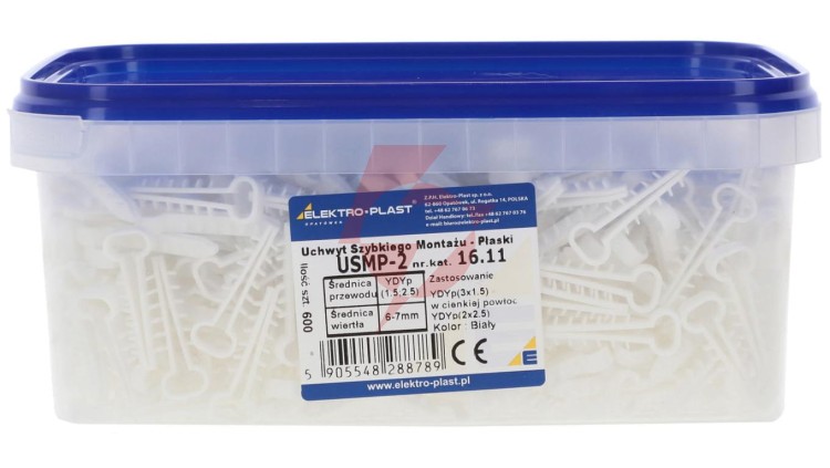 Uchwyt szybkiego montażu - płaski USMP-2 BOX YDYp 2x2,5mm 3x1,0mm 3x1,5mm 16.11 /600szt./