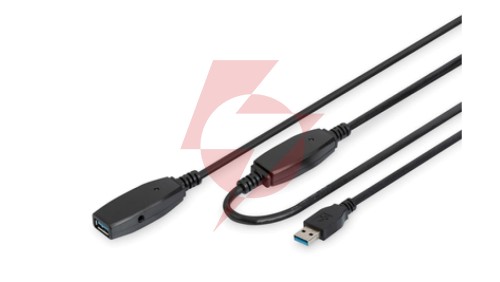 Kabel przedłużający USB 3.0 SuperSpeed Typ USB A/USB A M/Ż aktywny czarny 10m DA-73105