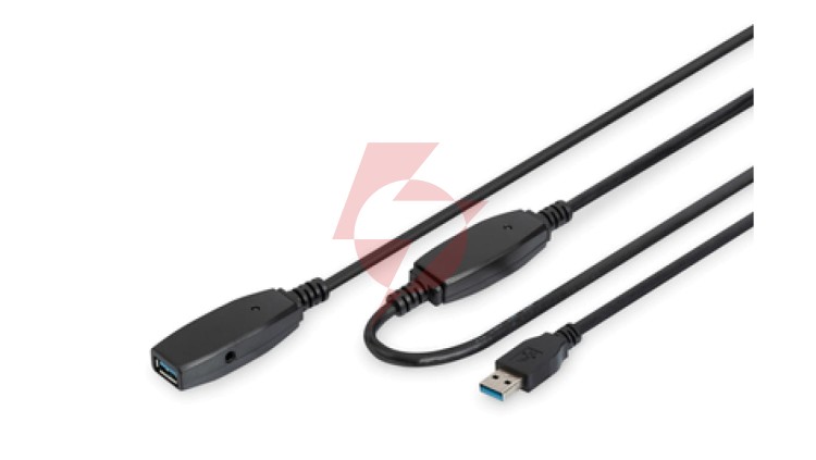 Kabel przedłużający USB 3.0 SuperSpeed Typ USB A/USB A M/Ż aktywny czarny 10m DA-73105