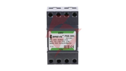 Transformator 1-fazowy modułowy bezpieczeństwa PSS 30N 230/ 12V 2,5A, na szynę DIN, IP20, Ta 40, 16012-9891