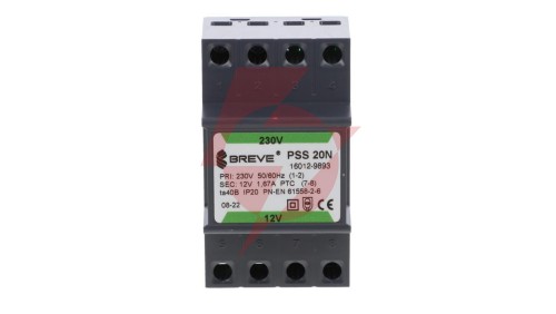 Transformator 1-fazowy modułowy bezpieczeństwa PSS 20N 230/ 12V 1,66A, na szynę DIN, IP20, Ta 40, 16012-9893