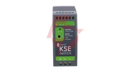 Zasilacz impulsowy KSE 06012P 230/ 12VDC 5,0A 60W na szynę DIN, Uzas: 85-264VACVAC, Ta70, 18912-9989