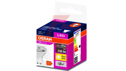 Żarówka LED VALUE PAR16 25 GU10 2,8W 230lm 2700K 827 120st. 4058075198944
