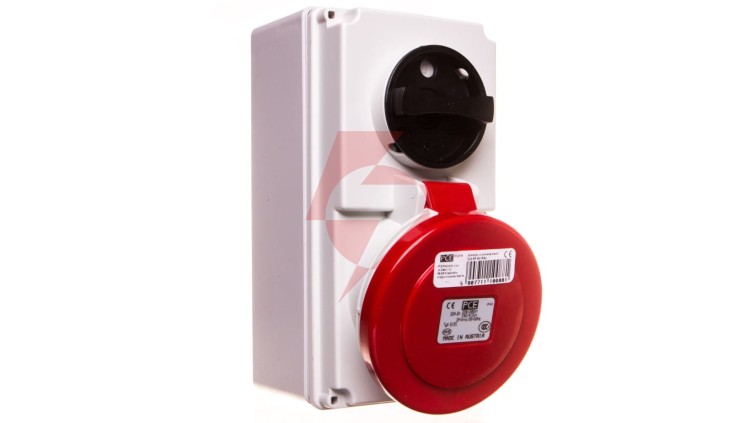 Gniazdo stałe z wyłącznikiem 0-1 małe 32A 5P 400V IP44 /blokada mechaniczna/ 6125-6