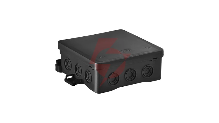 Puszka naścienna 75x40x75mm z dławnicą zintegrowaną samozatrzaskowa, bezhalogenowa, seria FASTBOXiHOOK czarna IP54 NS5 35360107