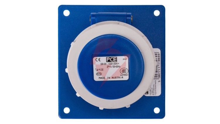 Gniazdo tablicowe skośne 16A 3P 230V niebieskie IP67 POWER TWIST 4132-6