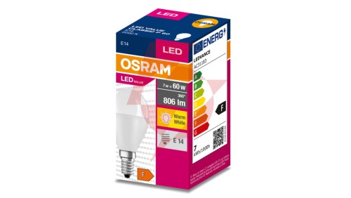 Żarówka LED VALUE CLASSIC P 60 E14 7,5W 806lm 3000K 830 FR non-dim 4058075630390