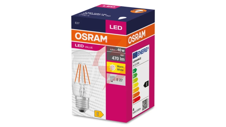 Żarówka LED VALUE CLASSIC A 40 E27 4W 470lm 2700K 827 FIL non-dim 4058075439856