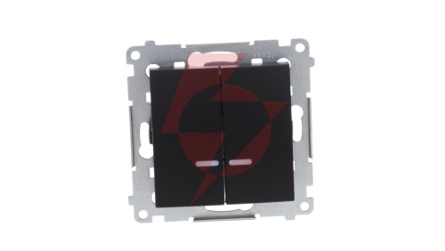Simon 54 Łącznik świecznikowy z podśw LED i do wersji IP44 (moduł) 10AX 250V szybkozłącza, czarny mat z wkładkę DU1W DW5BL.01/49