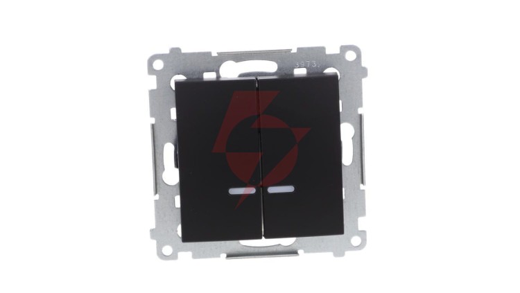Simon 54 Łącznik świecznikowy z podśw LED i do wersji IP44 (moduł) 10AX 250V szybkozłącza, czarny mat z wkładkę DU1W DW5BL.01/49