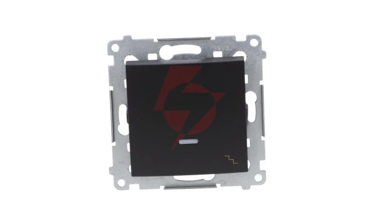 Simon 54 Łącznik schodowy z podświetleniem LED (moduł) 10AX 250V szybkozłącza, czarny mat DW6L.01/49