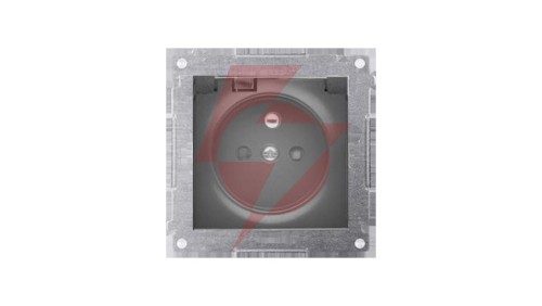 Simon 54 Gniazdo do wersji IP44 bez uszczelki (moduł) 16A 250V klapka trans. czarny mat wym. uszczelka ramki DGZ1BUZ.01/49A
