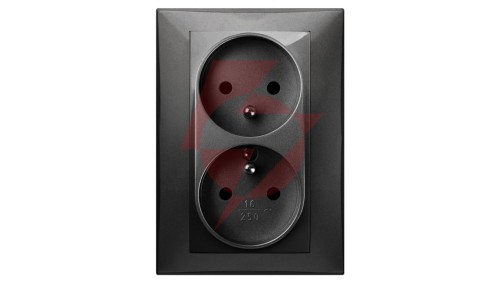 Vestra Gniazdo podwójne 2x2P+Z monolit z ramką podtynkowe IP20 czarny 3835-09