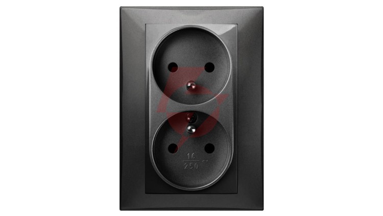 Vestra Gniazdo podwójne 2x2P+Z monolit z ramką podtynkowe IP20 czarny 3835-09
