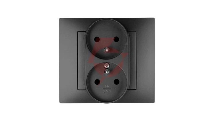 Vestra Gniazdo podwójne 2x2P+Z modułowe bez ramki podtynkowe IP20 czarny 3843-19