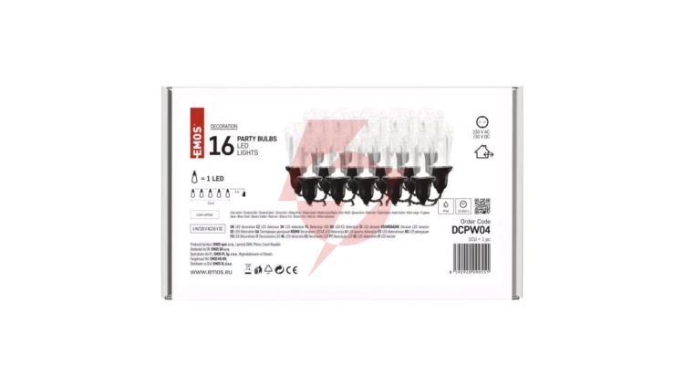 Łańcuch Party 16x 1 LED przeźroczyste 3,6m zimna biel IP44 DCPW04