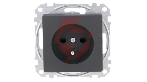 Gniazdo zasilające 2P+PE z przesł torów pr zaciski bezg, czarny antracyt, Sedna Design i Elements SDD114012