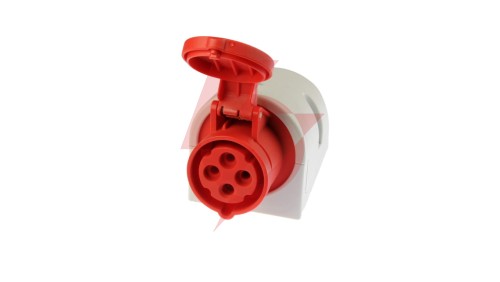 Gniazdo stałe 16A 4P 400V czerwone IP44 114-6