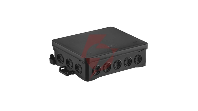 Puszka naścienna 90x40x135mm z dławnicą zintegrowaną samozatrzaskowa, bezhalogenowa, seria FASTBOXiHOOK czarna IP54 NS9 35404107