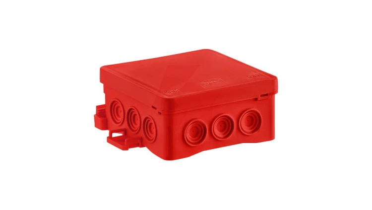Puszka naścienna 85x40x85mm z dławnicą zintegrowaną samozatrzaskowa, bezhalogenowa seria FASTBOXiHOOK czerwona IP54 NS6 35346101